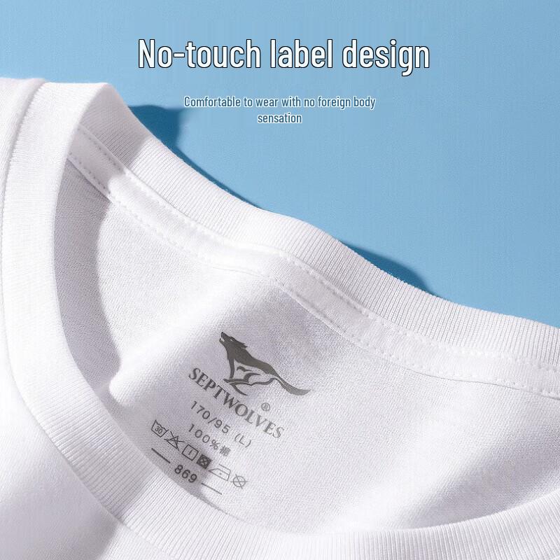 SEPTWOLVES Men's Pure Cotton Short Sleeve T-Shirt