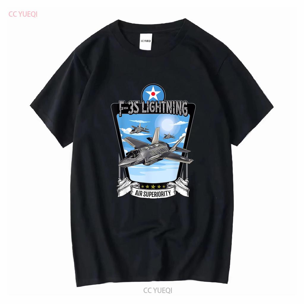 American Aircraft Stealth Fighter F35 lightning T Shirt long or short sleeves vintage Washed Versatile Casual streetwear Unisex