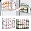Stackable Egg Holders for Refrigerator,Clear 3x10 Egg Tray Storage Box Dispenser
