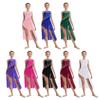Sparkling Rhinestone Dance Dress for Girls: Features Lace Patchwork, Ruched Mesh Overlay and a Dramatic Asymmetrical Hem