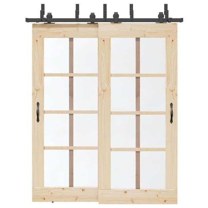 VidaXL Kit de quincaillerie de porte coulissante 183 cm Acier Noir, quincaillerie de porte coulissante, rail de porte de 3295729