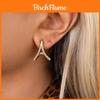 Geometric Stainless Steel Earrings With Rhinestone Accents For Women Fashion Jewelry