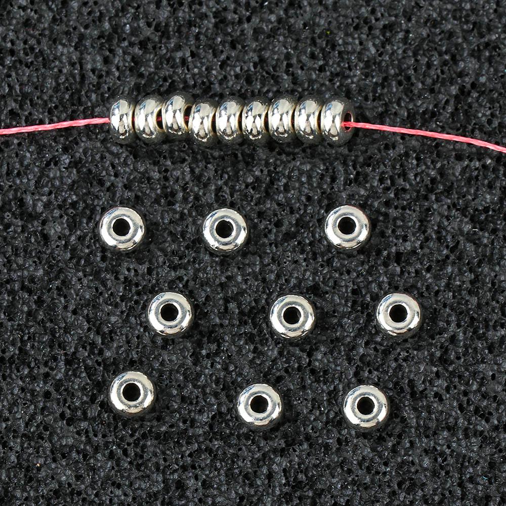 100pcs/set Round Stainless Steel Silver Spacer Beads Bracelet Components Jewelry Making DIY Tool