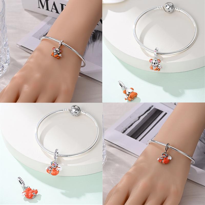 Charms Fit Pan Copper Elephant Squirrel Koala Sea Turtle Parent Child Series Sunflower Original Bracelets Diy Jewelry Gifts