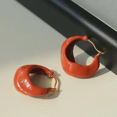 Blogger's Multicolor Metal Earrings: Unique Shape, Simple High-End Niche Design with 925 Silver Studs.