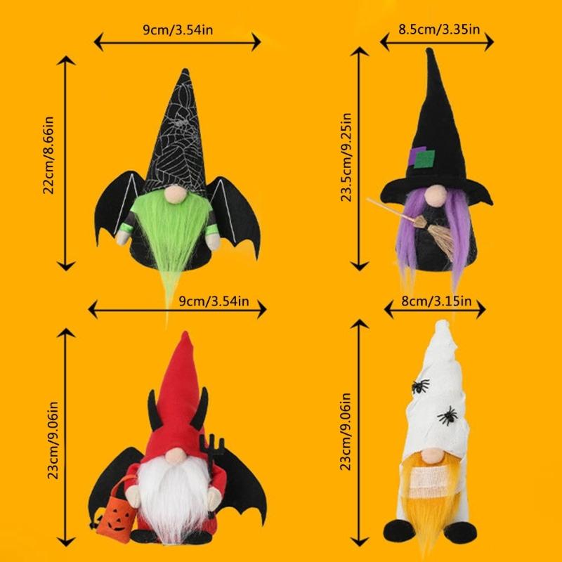Witch Bat Facelesses Old Man Doll for Home Decoration Stylish Halloween Theme Accessories Festives Party Ornament