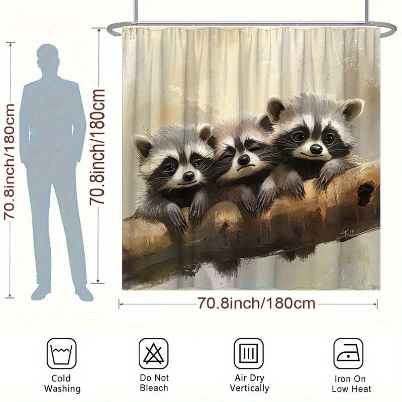 Curious Raccoon Shower Curtain - Cute animals lined up and hung on the living room wall, bedroom decoration - cute and natural