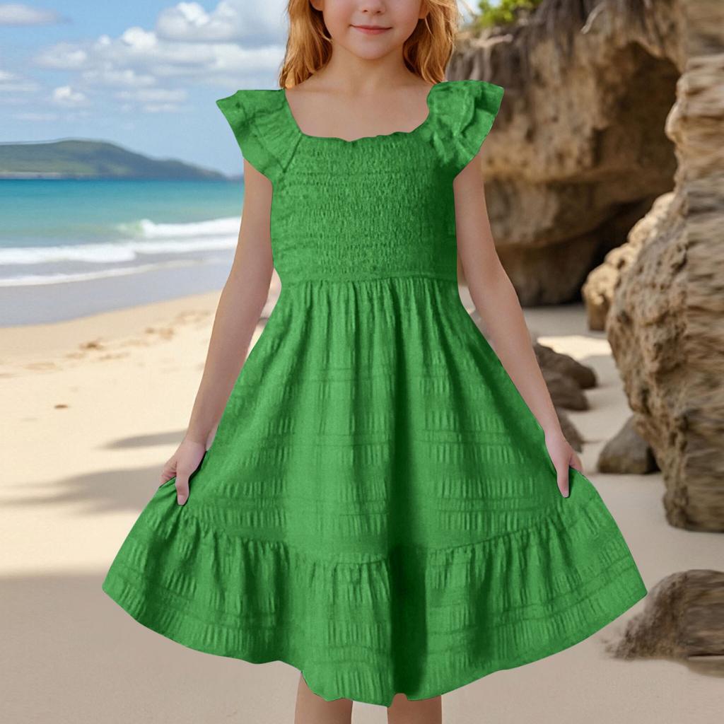 Girls' Bubble Short Sleeve Dress - Full Skirt Princess Gown