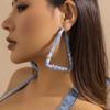 Pendientes de Tela de Temperamento Simplicidad Pendientes Circulares Envueltos Nuevos Aros de Oreja Estampados en Denim Mujer