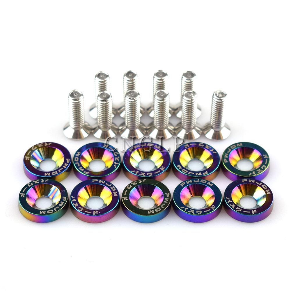 Car Modification Hex Fasteners 10 Pack M6 JDM Fender Washer Bumper Engine Concave Screws Fender Washer License Plate Bolts