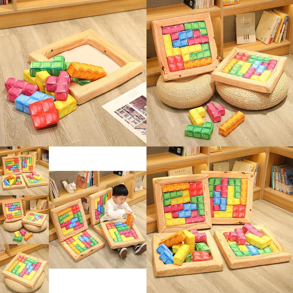 Adorable Cartoon Tetris Plush Cushion Toy Soft Crystal Velvet Sofa Pillow
