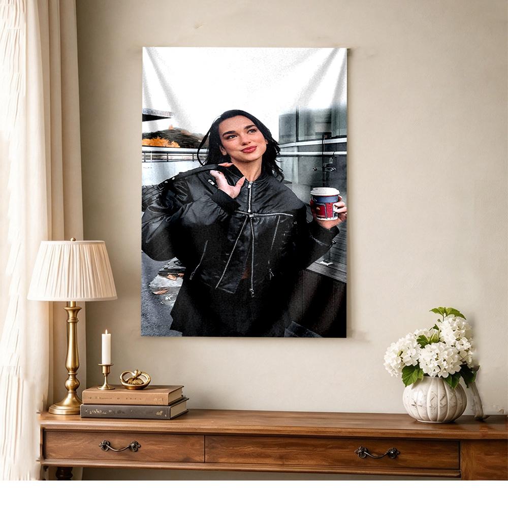 Dua Lipa Wall Tapestry Rustic Farmhouse Suitable for Bedroom Reading Corner Dorm Wall Indoor Hand Painted Style Perfect Gift for Dorm Roommate