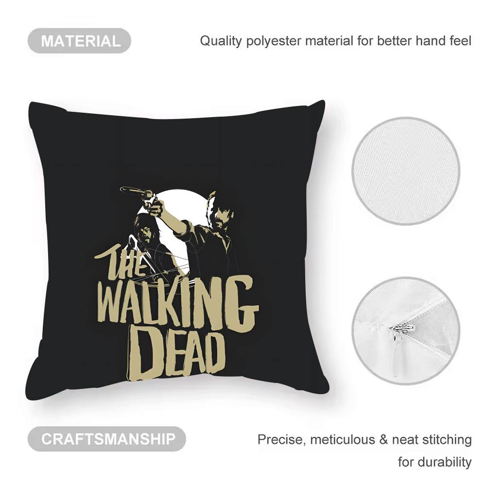 

The W-Walking D-DeadS Pillow Case Anti-dustmite Pillowcase Invisible Zipper Silky Short Plush Sofa Cushion Cover 12x12Inch