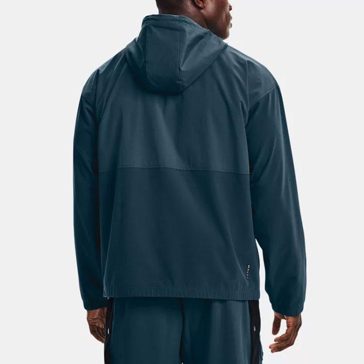 Under Armour Rush Series Popover Half-Zip Woven Training Hoodie Men Hoodie Blue 1366188-413