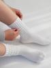 3 Pairs Women's Retro Knit Mid-Calf Socks, White Loose Fit Mid-Calf Socks for Women, Size 35-43