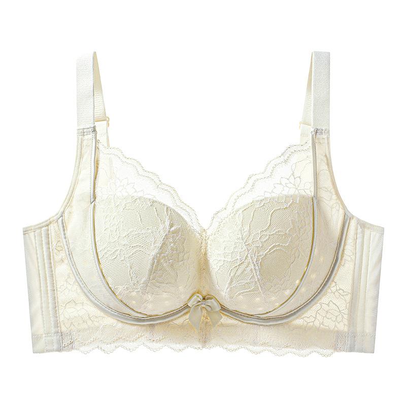 

Сексуальный кружевной бюстгальтер женское нижнее белье без косточек втягивание груди против провисания регулируемый бюстгальтер пуш-ап 42/95C бежевый