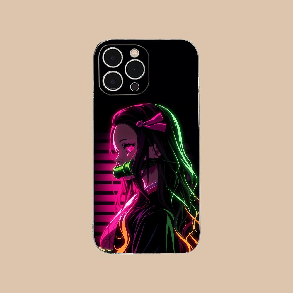 Demon Slayer Anime Nezuko Phone Case for iPhone 16 15 14 13 12 11 X XR XS 8 6 Pro Max Plus Mini Clear Colour Protective Luxury