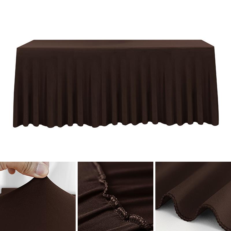 Spandex Rectangle Table Skirts 4/5/6/8ft Fitted Table Cover Wrinkle Resistant Cloth for Hotel Wedding Anniversary Party Decor