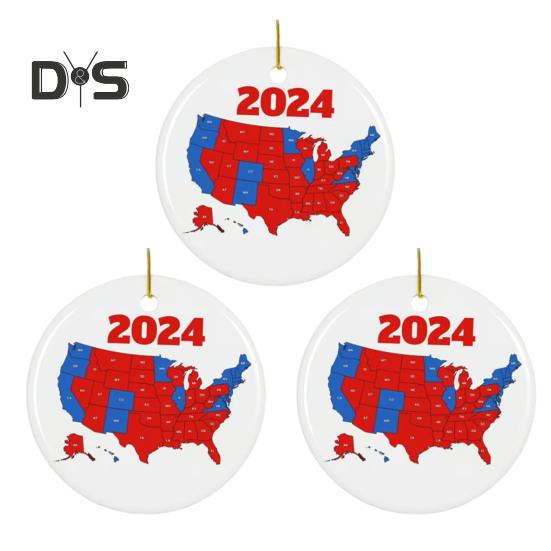1/2/3/5 ks Ozdoba na prezidentské voľby v USA 2024 Výsledky volieb štátov USA Vianočná ozdoba na stromček Pamätná spomienka pre podporovateľa