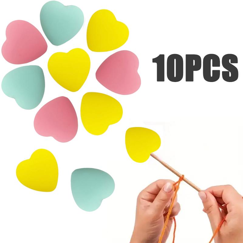8/10/12PCS Multicolor Heart Stitch Needle Tips Stoppers Silicone Knitting Needle End Caps Cute Knitting Needle Point Protectors