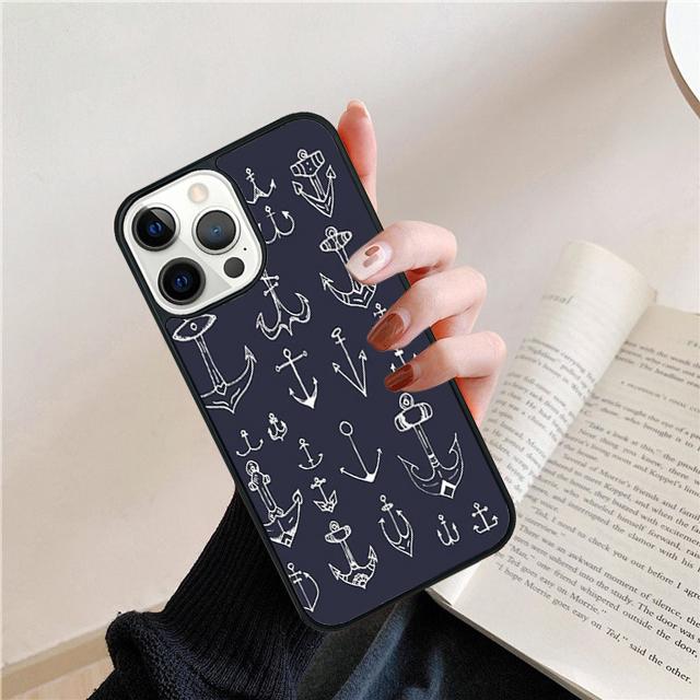 Stripes Anchor Boat Ship Wheel Phone Case Back Cover for iPhone 17 Air 16 15 14 13 11 12 Pro Max Plus Shell Coque