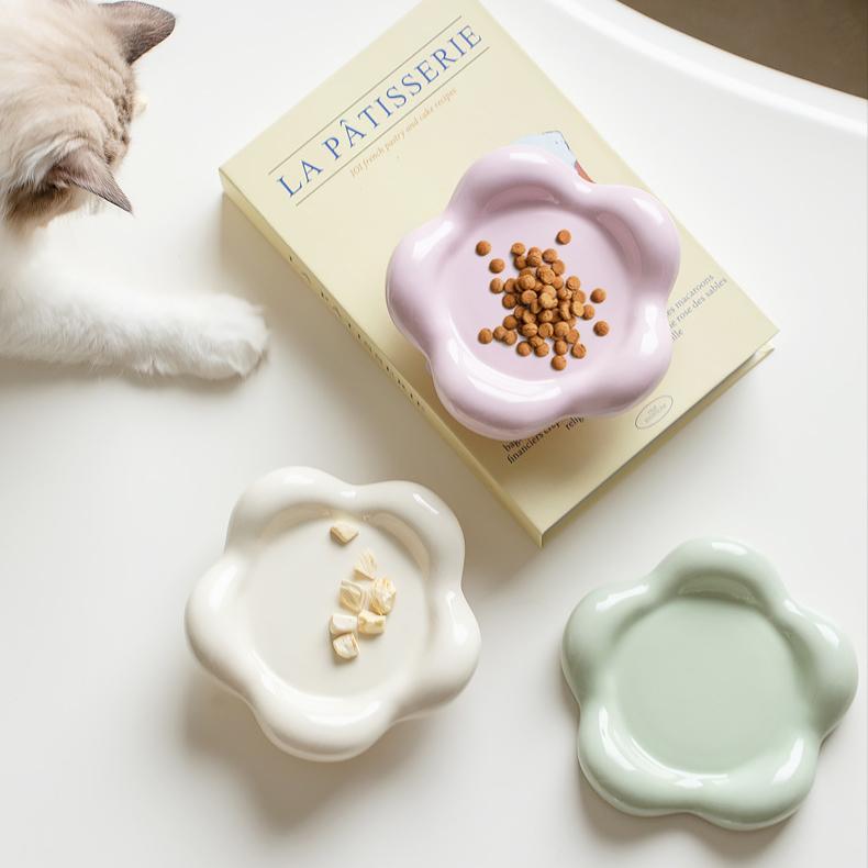 Pet Ceramic Bowl Cervical Spine Protection Cat Bowl Cat Food Snack Bowl Pet Dinner Plate Dog Food Bowl Pet Snack Tray