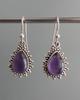 Solid 925 Sterling Silver Amethyst Gemstone Earrings Pear Earrings Designer Earrings
