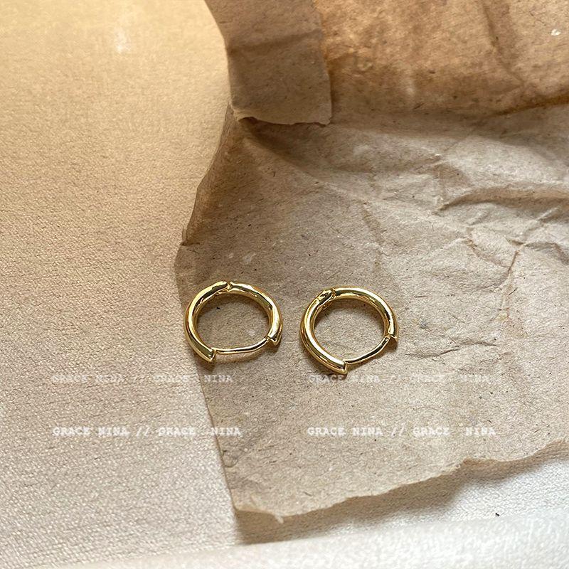 

INS Fancy Metal Best Selling Elegant Female Simple Bracelet 14mm Circle Gold Earrings