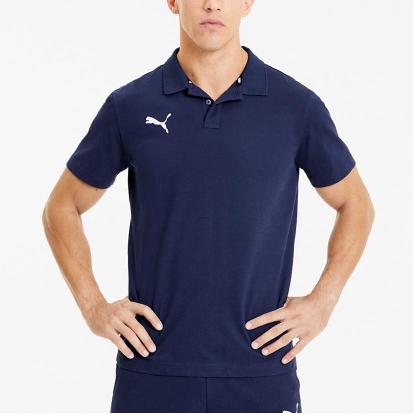 Puma Logo Knitted Short Sleeve Polo Shirt Men Tops Navy-Blue 656579-06