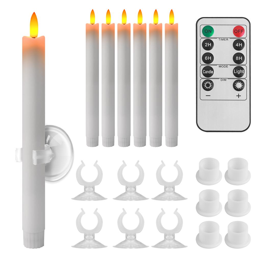 6/12 Buc. Lumânări de Fereastră cu Ventuze Lumânare Electronică LED Pâlpâitoare Sfeșnice de Crăciun Lumânări LED Conice Fără Flacără