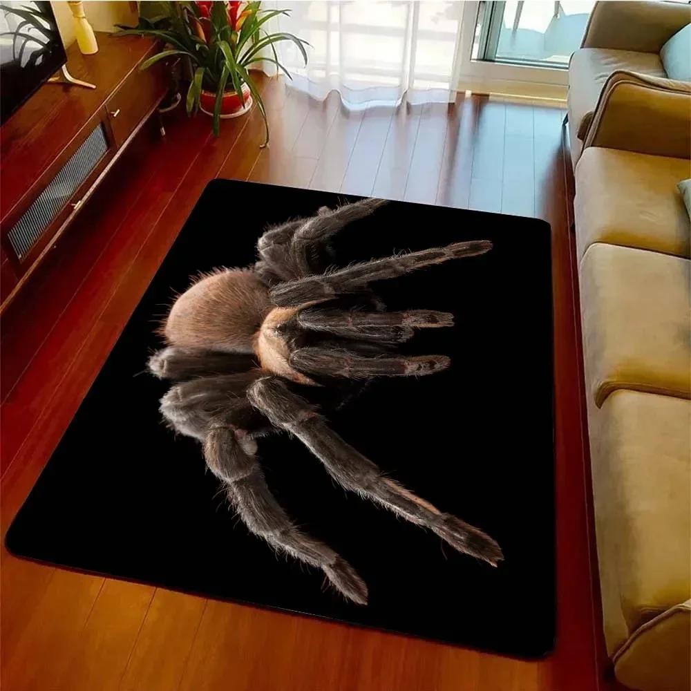 3D Spinne Krabbeln Tier Teppich Halloween Horror Matte Süßes oder Saures Teppiche Teenager Schlafzimmer Bodenmatte Festival Heimdeko Fußmatte