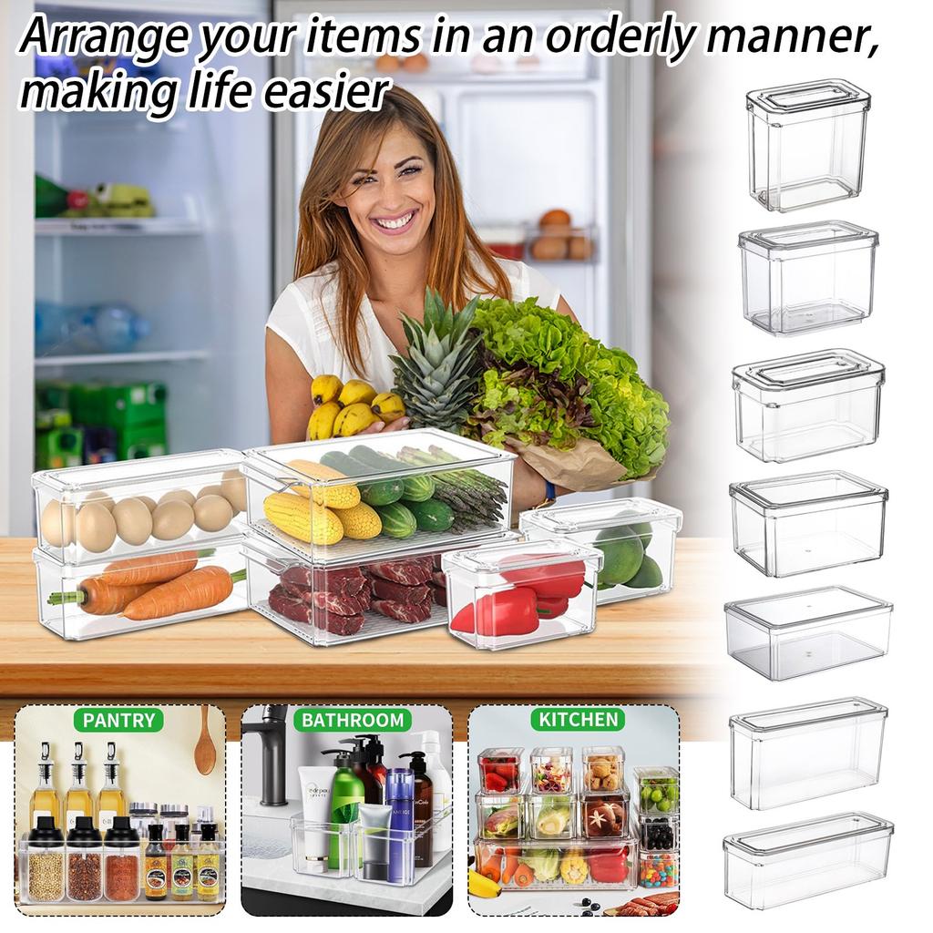 Refrigerator Storage Box With Lid Transparent Fresh-keeping Box Food Grade Refrigerator Special Kitchen Vegetable And Fruit Sorting Box