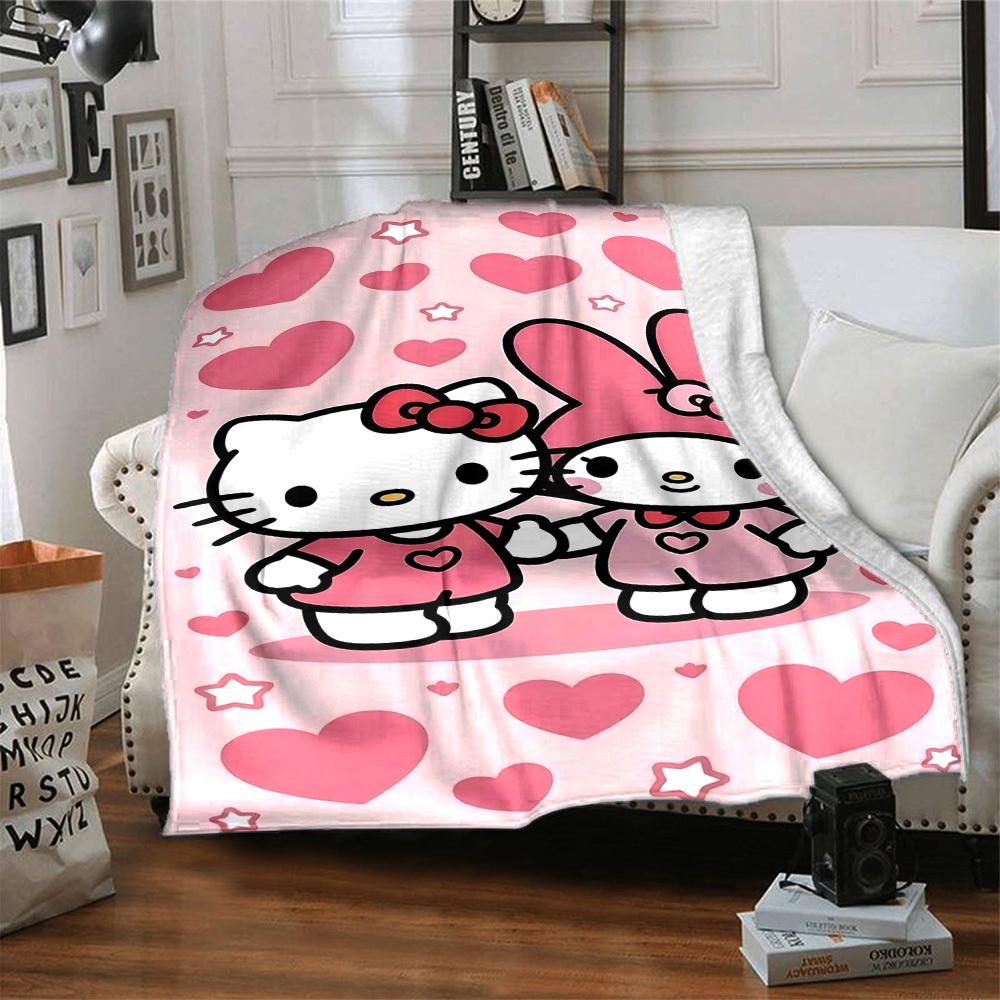 1pc Hello Kitty My Melody blanket Lightweight Flannel Throw for Sofa Bed Travel Camping Livingroom Office Couch Chair