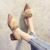 Gentle daily evening wind outside wear a pedal pointed single shoes Mao Mao shoes night thick heel