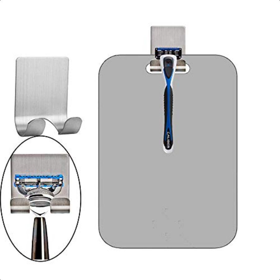 Fogl Shower Mirror 11inX7.48in AntiFog Framel Wall Hanging Makeup Shaving Bathroom Accory (Large Shaver Hook)