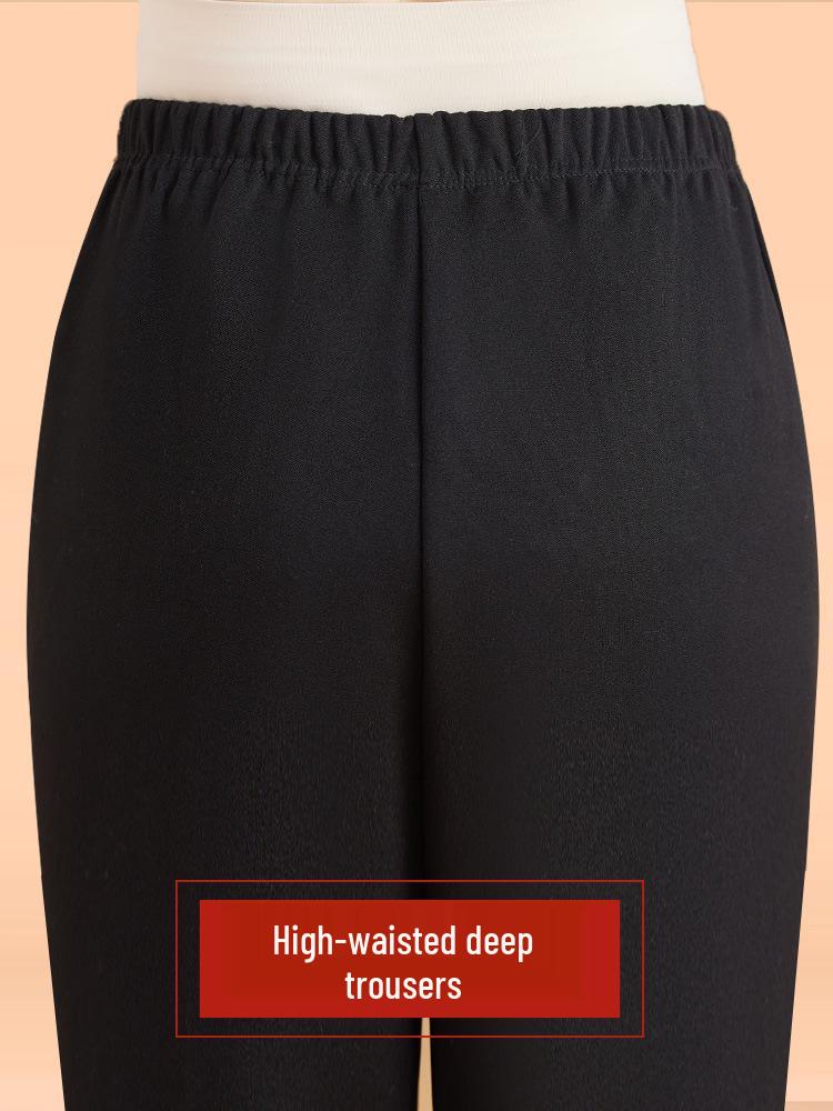 Mom's Plus Velvet Warm Cotton Pants for Middle-Aged and Elderly Women - Large Size, Loose-Fit, Suitable for Spring, Autumn, and Winter.