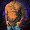Men's Casual Halloween Print Raglan Three-Quarter Sleeve Shirt