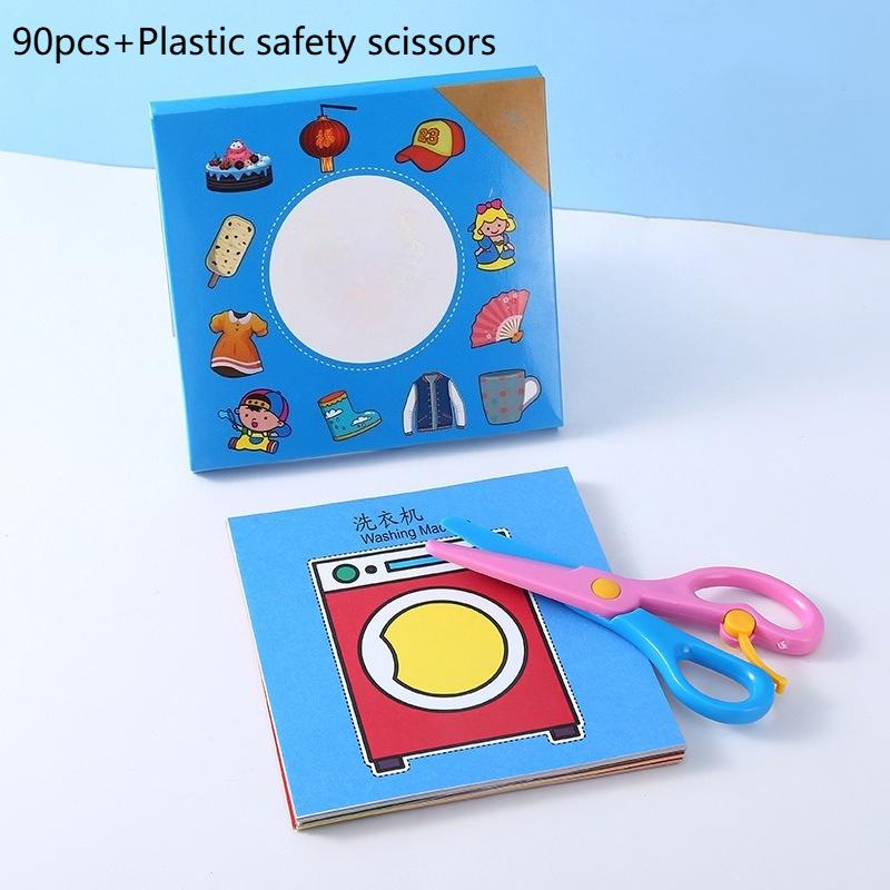 Safety Scissors For Toddler, Kids, Children - Plastic, Dual-Color Preschool Training Scissors, Paper Cutting(90 Pcs) Set For Paper Craft Supplies