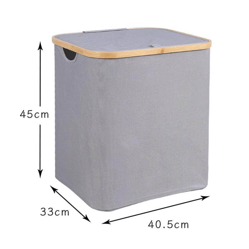 Foldable Bamboo Laundry Basket with Lid and Inner Bag for Bedroom or Bathroom