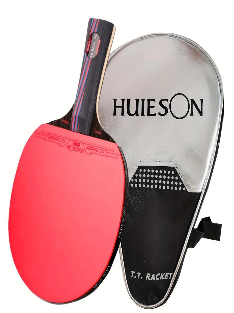Huieson Professional Table Tennis Racket - Neutral Carbon Fiber and Wooden Table Tennis Racket with Highly Elastic 2mm Sponge, 
