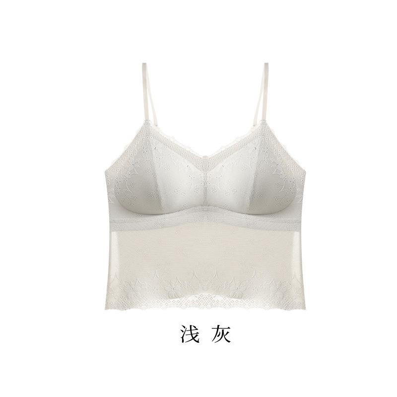 Lace Suspender Summer Thin Free Bra Seamless Backing Top Thin Anti-light Vest -