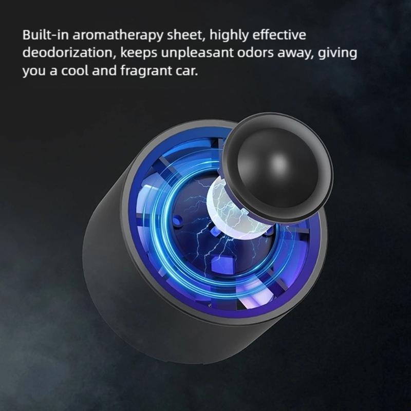 Rotating Electric Cooling Fan 3 Speed Automotive Supply Car Air Vent Fan with Scent Diffuser & Ambients Light