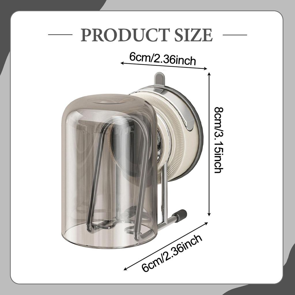 Suction Cup Toothbrush Holder, Wall Mount, Easy Install, No Drill, Modern Multifunction Bathroom