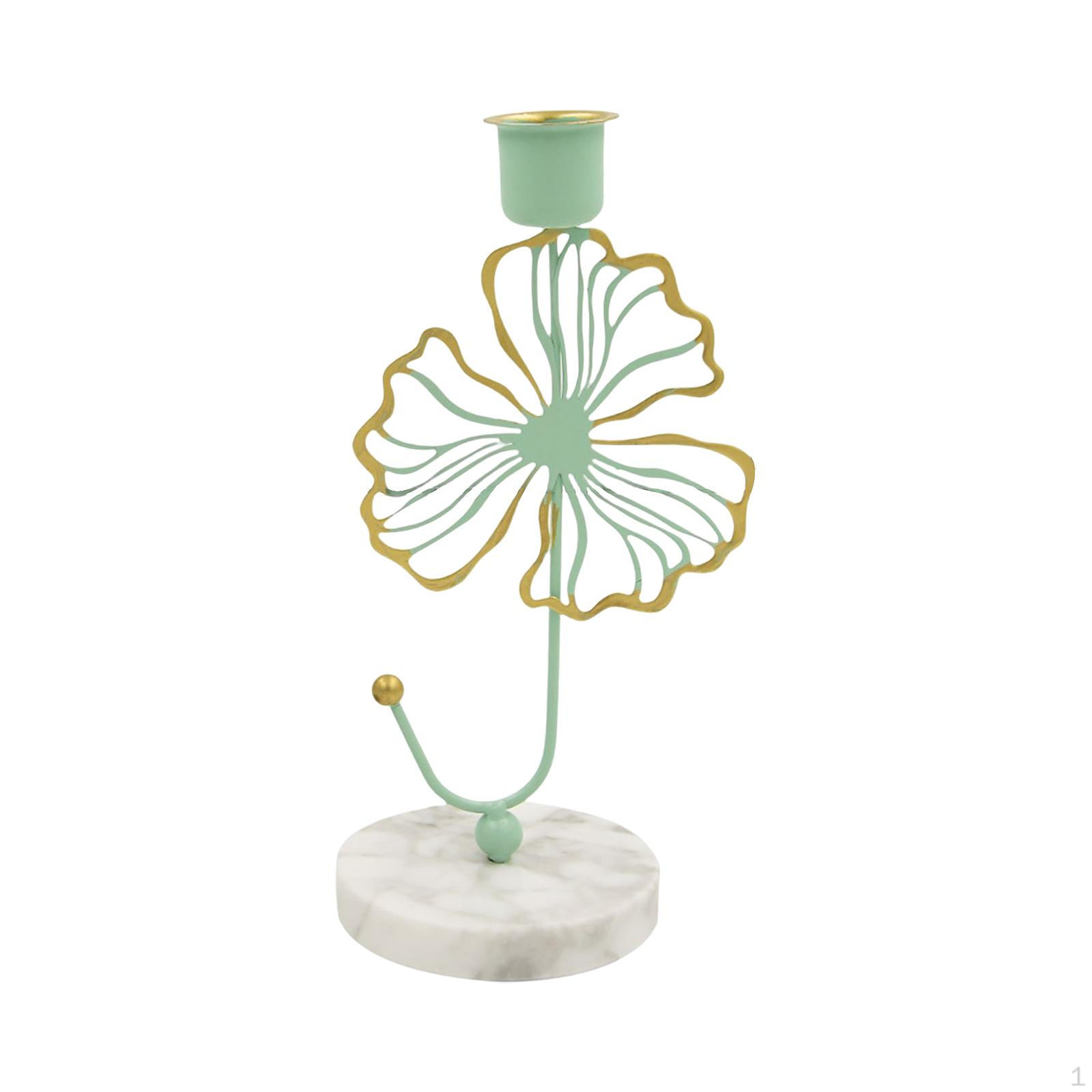 

Candlestick Base Tealight Candelabras Mantel Taper Candles Holders for Prayer Home Room Leaves Green