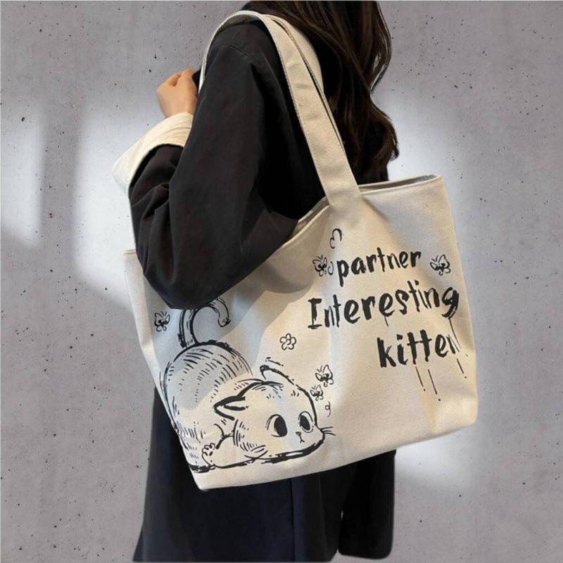 Trendy 2025 Large Canvas Tote Bag for Women - Versatile Commute or Shopping Shoulder Bag