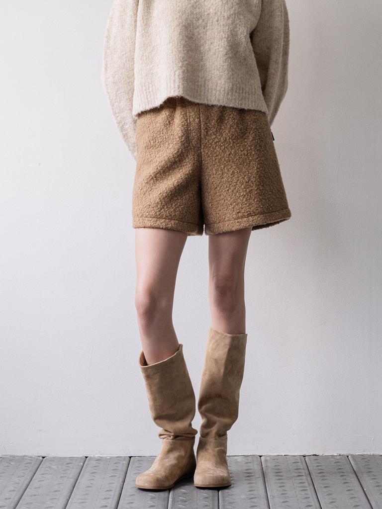 Cluny Boucle Wool Short Pants - Beige