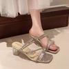 Nieuwe Water Diamant Schoenen Hoge Hakken Damesschoenen Dikke Hak Flip-flops