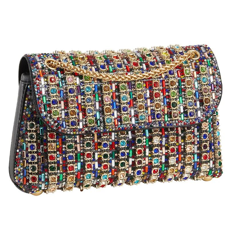 Pochette Diamant Dorée Mode Sac de Soirée de Luxe Designer Pour Femmes Sac à Main Polyvalent Sac à Bandoulière Portefeuilles Pour Femmes multicolore