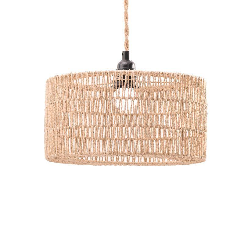Woven Paper Rope Pendant Lampshade – Natural Bulb Guard & Chandelier Shade for Restaurant, Teahouse & Living Room Lighting Decor