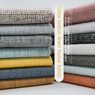 Dicker bunter Baumwollleinenstoff pro Meter für Sofa Tischdecke Kissenbezüge Taschen DIY Nähen Polsterstoff Weich Beige Blau